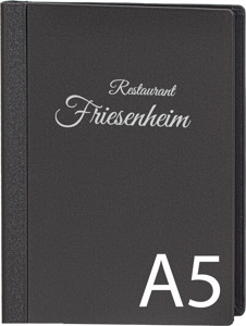 Speisekarte zum Klemmen Papier A5 Buchleinen Schwarz 38 mit Logo Speisekarte zum Klemmen Papier A5 Buchleinen Schwarz 38 mit Logo